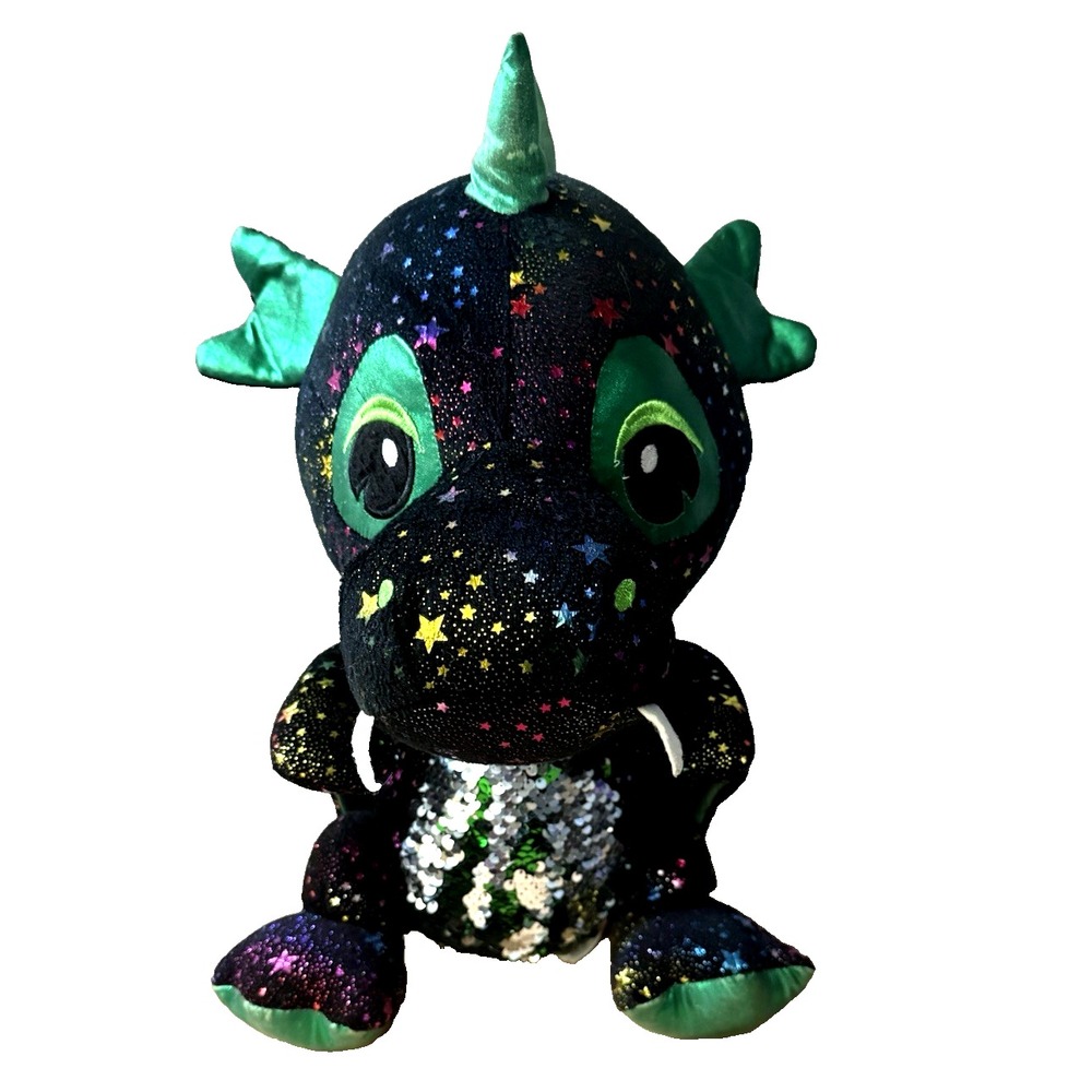 Dragon  Starry Sparkle Toy Factory 16" Plush Stuffed Animal Green Black‎